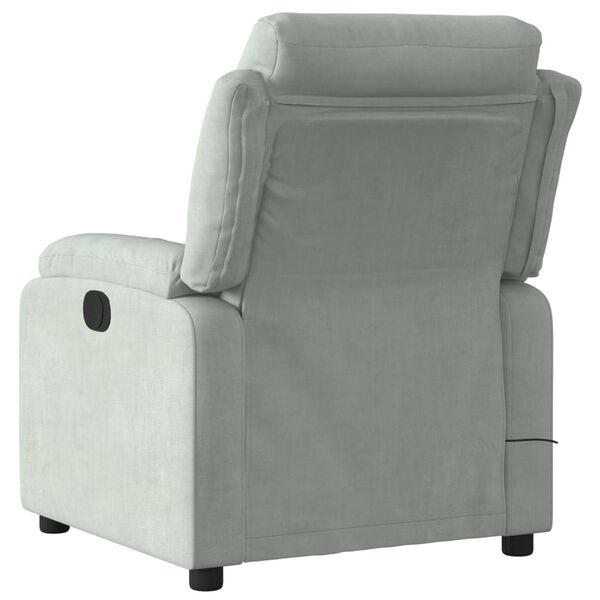 vidaXL Fauteuil inclinable de massage gris clair velours