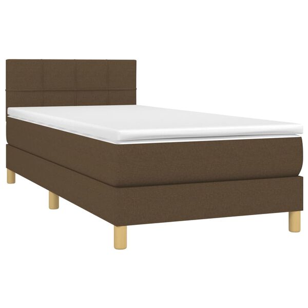 vidaXL Sommier &agrave; lattes de lit avec matelas Marron fonc&eacute; 90x200 cm
