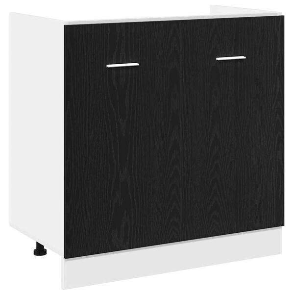 vidaXL Meuble Bas d'&Eacute;vier Ch&ecirc;ne Noir 80x46x81,5 cm Bois Ing&eacute;nier&eacute;