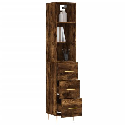 vidaXL Buffet haut Chêne fumé 34,5x34x180 cm Bois d'ingénierie