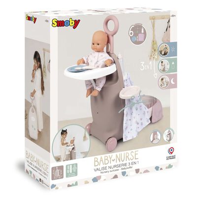Smoby Valise de jeu de poupée 3 en 1 Baby Nurse