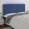vidaXL T&ecirc;te de lit &agrave; LED Bleu 160x5x118/128 cm Tissu