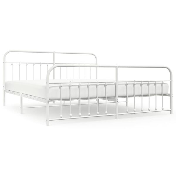 vidaXL Cadre de lit m&eacute;tal sans matelas et pied de lit blanc 200x200 cm