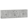 vidaXL Buffets 3 pcs gris b&eacute;ton bois d'ing&eacute;nierie