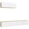 vidaXL Meubles TV 3 pcs blanc et ch&ecirc;ne sonoma bois ing&eacute;nierie