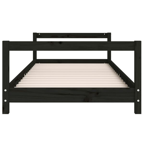 vidaXL Cadre de lit pour enfants noir 90x200 cm bois de pin massif