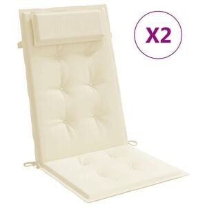 vidaXL Coussins de chaise &agrave; dossier haut lot de 2 cr&egrave;me tissu oxford