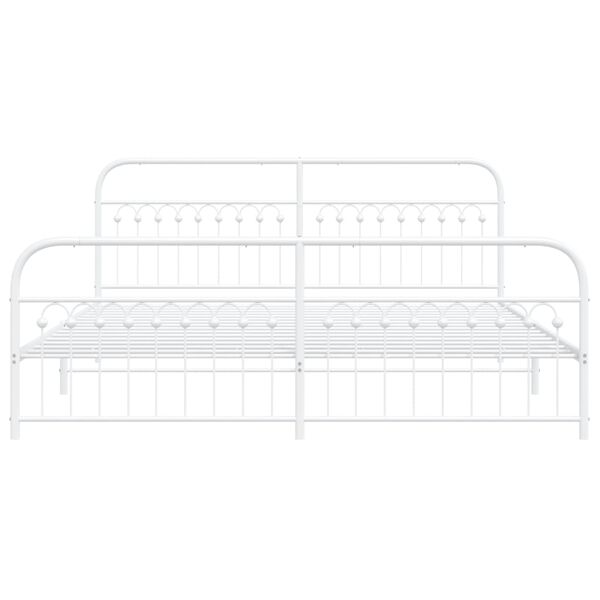 vidaXL Cadre de lit m&eacute;tal sans matelas et pied de lit blanc 200x200 cm