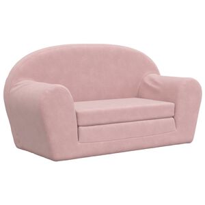 vidaXL Canap&eacute;-lit pour enfants 2 places rose peluche douce