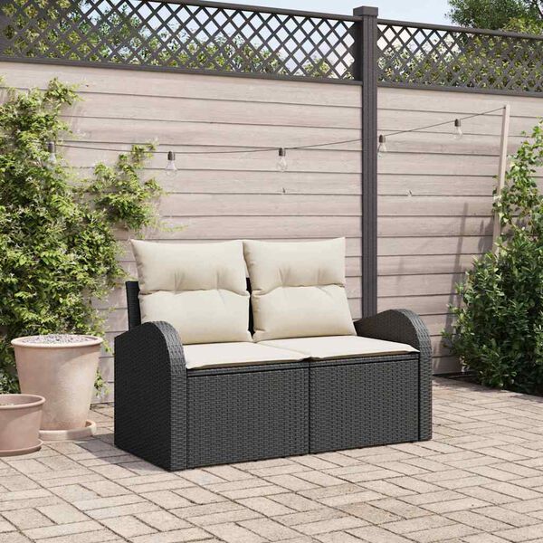vidaXL Canap&eacute; de jardin Noir 124 x 62 x 69cm polyrotin
