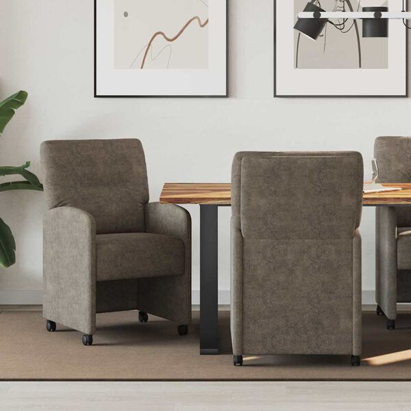 vidaXL Chaises de Salle à Manger avec Roues 2 pcs Gris foncé