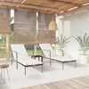 vidaXL Chaises longues lot de 2 avec table r&eacute;sine tress&eacute;e marron
