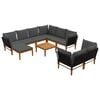 vidaXL 10 pcs Bois d'acacia massif et corde Naturel