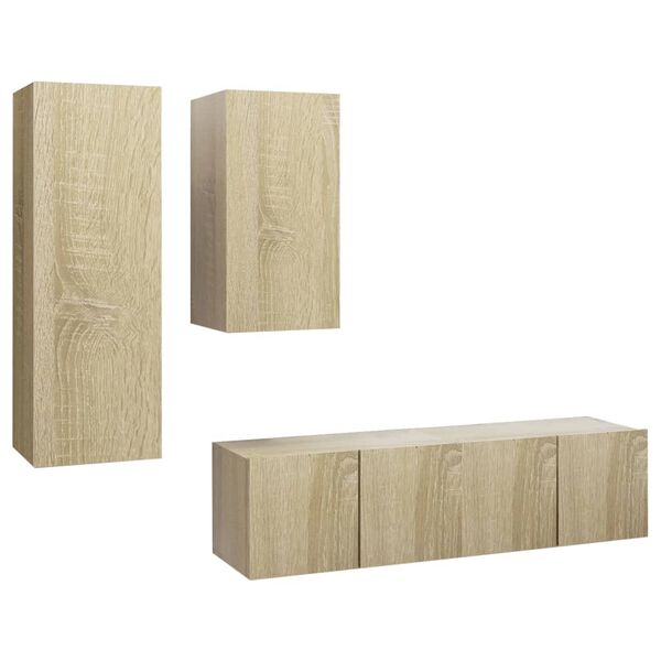 vidaXL Ensemble de meubles TV 4 pcs Ch&ecirc;ne sonoma Bois d'ing&eacute;nierie