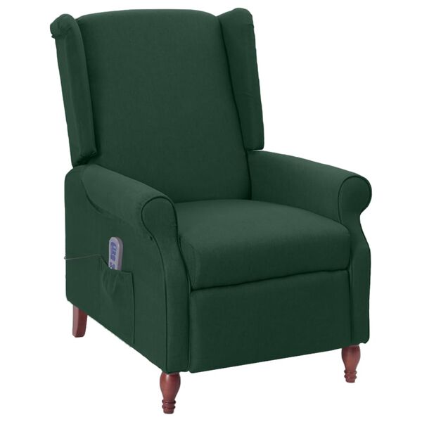 vidaXL Fauteuil de massage inclinable Vert fonc&eacute; Tissu