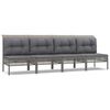 vidaXL Salon de jardin 4 pcs avec coussins Gris R&eacute;sine tress&eacute;e