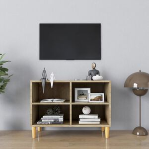 vidaXL Meuble TV avec pieds en bois massif Ch&ecirc;ne sonoma 69,5x30x50 cm