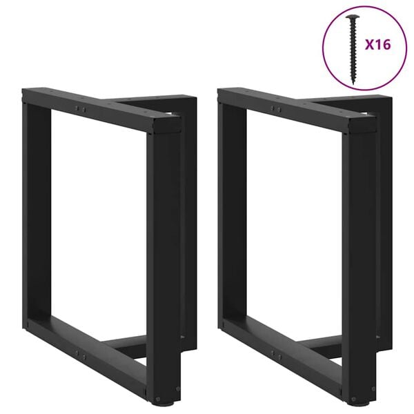 vidaXL Pieds de table &agrave; manger en T, 2 pi&egrave;ces, noir, 80 x 35 x (72-73) cm, acier