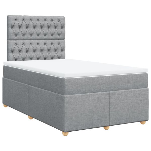 vidaXL Sommier &agrave; lattes de lit avec matelas Gris clair 120x200cm Tissu