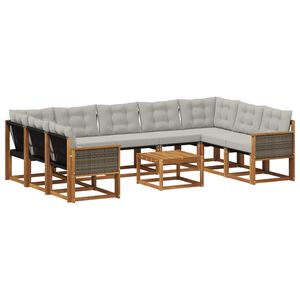 vidaXL Ensemble de canap&eacute;s d'ext&eacute;rieur 10 pc Naturel et Gris clair