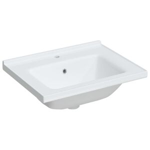 vidaXL &Eacute;vier salle de bain blanc 61x48x19,5 cm rectangulaire c&eacute;ramique