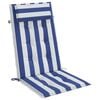 vidaXL Coussins de chaise &agrave; dossier haut lot de 6 rayures bleu/blanc
