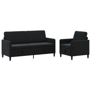 vidaXL Canap&eacute; avec rangement 2 pc Noir Polyester