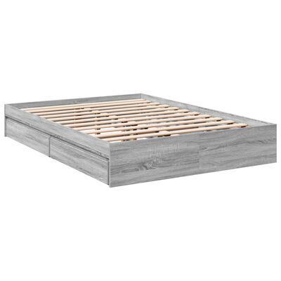 vidaXL Cadre de lit et tiroirs sonoma gris 135x190 cm bois ingénierie