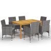 vidaXL Ensemble &agrave; manger de jardin 7 pcs Gris