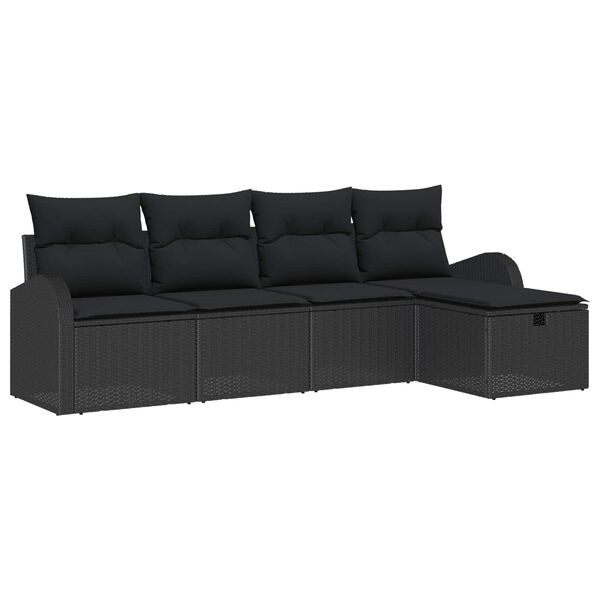 vidaXL Ensemble de Canap&eacute;s avec coussin avec stockage Noir polyrotin
