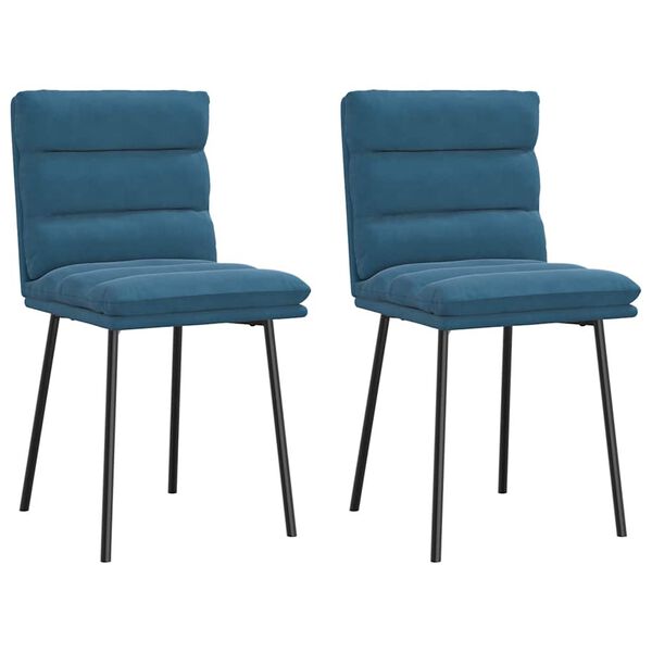 vidaXL Chaises &agrave; manger lot de 2 Bleu Velours