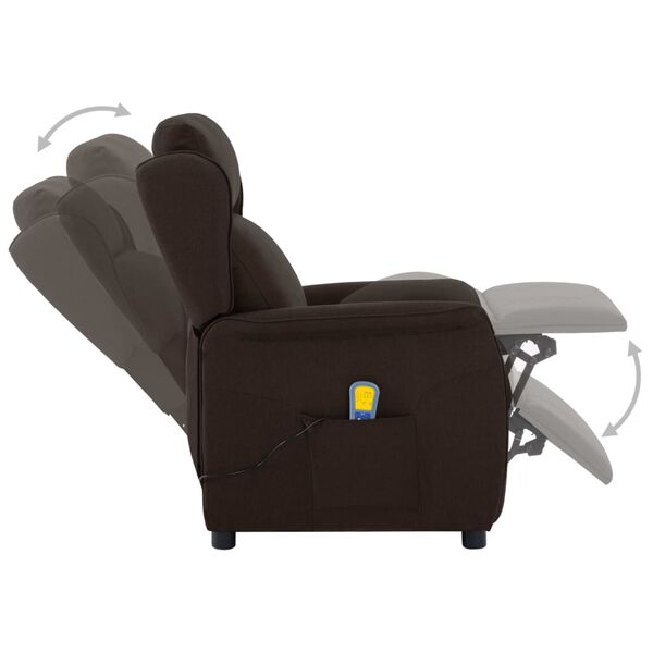 vidaXL Fauteuil &eacute;lectrique de massage Marron fonc&eacute; Tissu