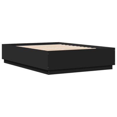 vidaXL Cadre de lit avec lumières LED noir 120x200 cm bois ingénierie