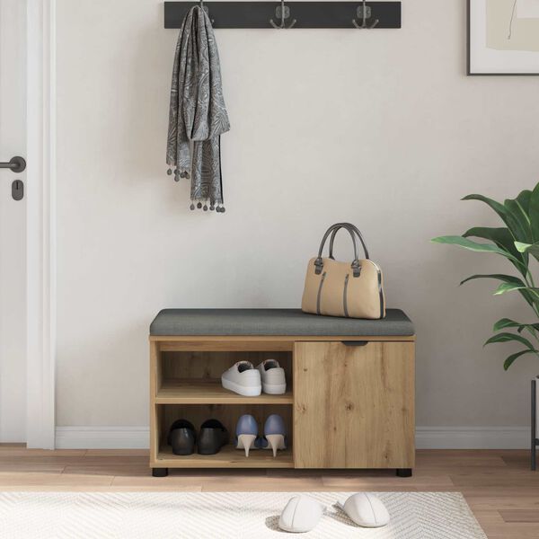 vidaXL Banc d'entr&eacute;e avec coussin Ch&ecirc;ne Artisanal 80 x 38 x 46 cm