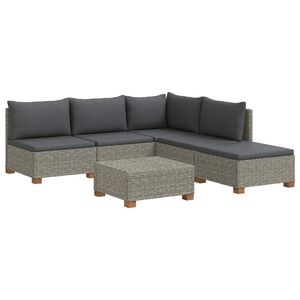 vidaXL 6 pc Ensemble de Salon en Rotin avec Coussins GENDT Gris Kubu