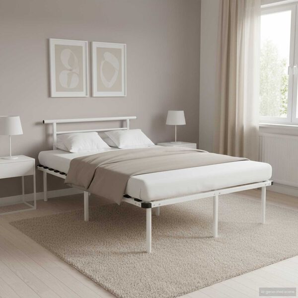 vidaXL Cadre de lit sans matelas blanc m&eacute;tal 120x200 cm