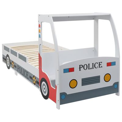 vidaXL Lit voiture de police et matelas en mousse pour enfant 90x200cm