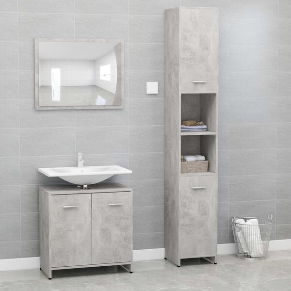 vidaXL Ensemble de meubles de bain 3 pcs Gris b&eacute;ton Bois d'ing&eacute;nierie