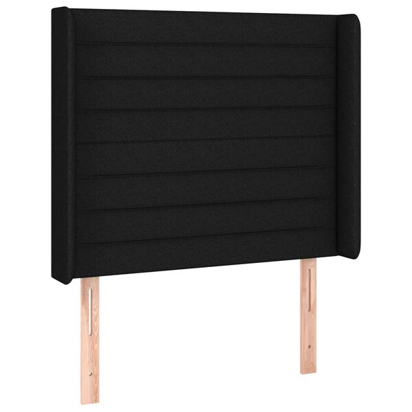 vidaXL T&ecirc;te de lit avec oreilles Noir 93x16x118/128 cm Tissu