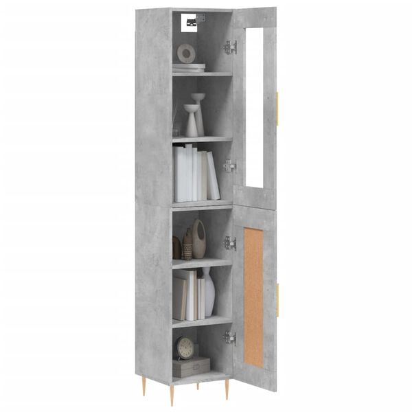 vidaXL Buffet haut Gris b&eacute;ton 34,5x34x180 cm Bois d'ing&eacute;nierie