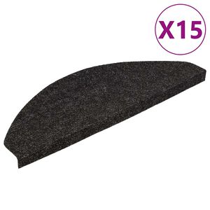 vidaXL Tapis d'escalier autocollants 15 pcs 56x17x3 cm Noir