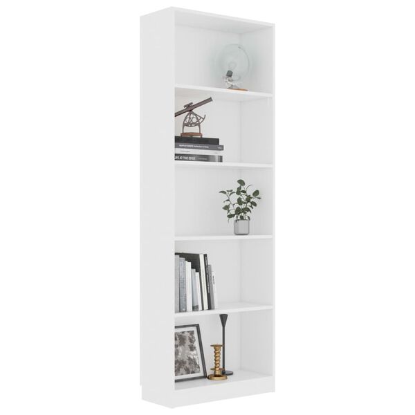 vidaXL Bibliothèque à 5 niveaux Blanc 60x24x175 cm Bois d’ingénierie
