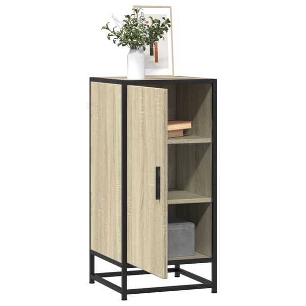 vidaXL Buffet ch&ecirc;ne sonoma 35,5x35x76 cm bois d'ing&eacute;nierie et m&eacute;tal