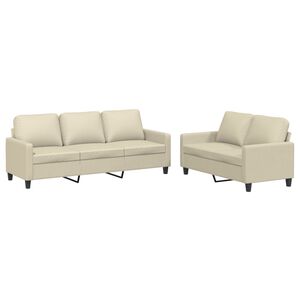 vidaXL Ensemble de canap&eacute;s 2 pcs avec coussins Cr&egrave;me Similicuir