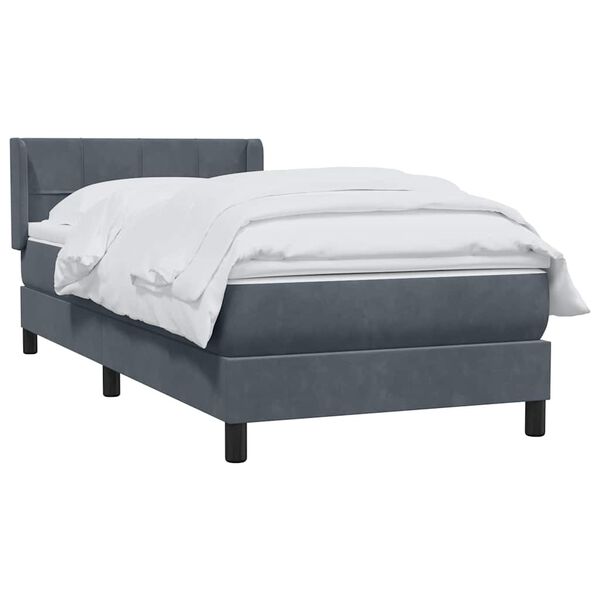 vidaXL Sommier &agrave; lattes de lit et matelas gris fonc&eacute; 80x210 cm velours