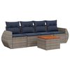 vidaXL Ensemble de canap&eacute; de jardin 5 pcs avec coussins gris r&eacute;sine tress&eacute;e