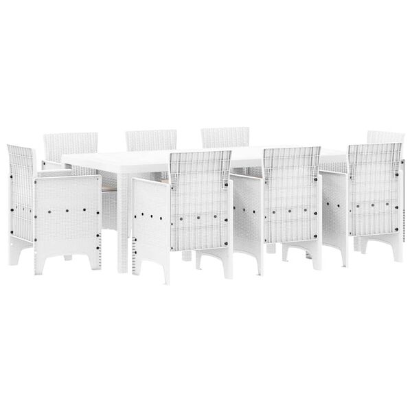 vidaXL Ensemble de salle &agrave; manger pour jardin 9 pcs Blanc Rattan Polt