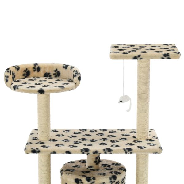 vidaXL Arbre &agrave; chat avec griffoir en sisal 95 cm Beige Motif de pattes
