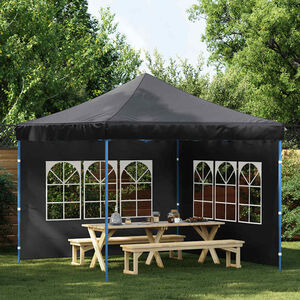 vidaXL Paroi de tente de r&eacute;ception 2 pcs avec fen&ecirc;tre PE Anthracite