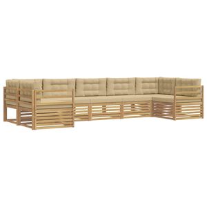 vidaXL Ensemble de canap&eacute;s d'ext&eacute;rieur 7 pc Blanc et Beige Polyester